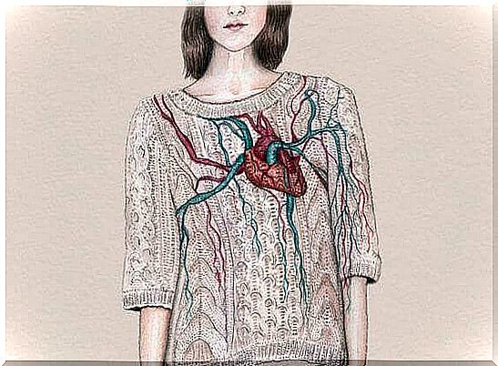 Woman with heart on sweater