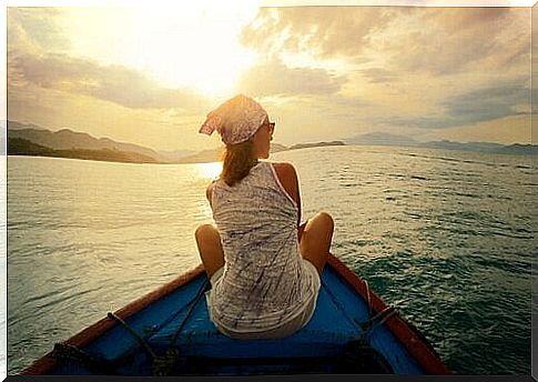 Woman sitting in the boat