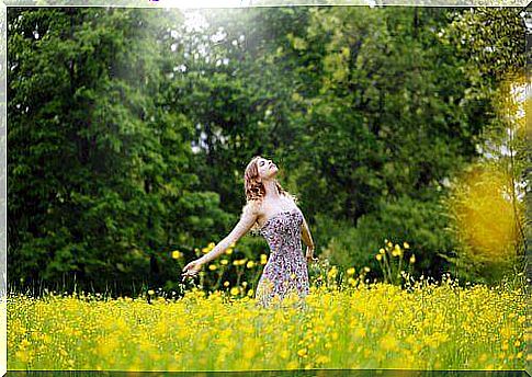 A woman in the countryside