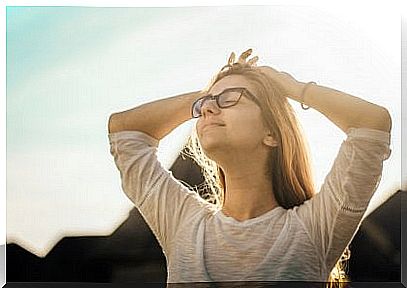 Girl improves mental focus with breathing