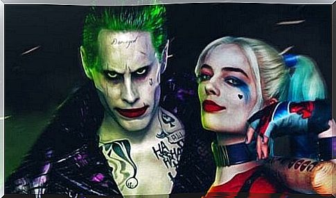 Joker and Harley Quinn embraced