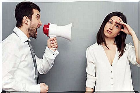 Man speaking with megaphone