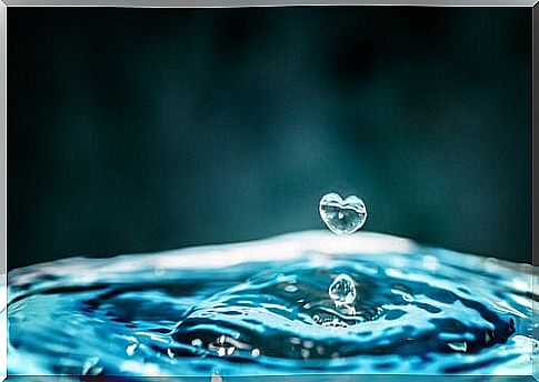 Heart shaped water drop