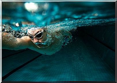 Boy swimming