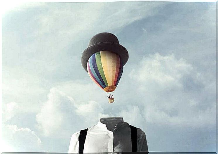 Man with hot air balloon instead of head