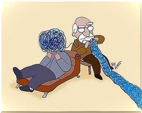 psychologist and patient lying on sofa